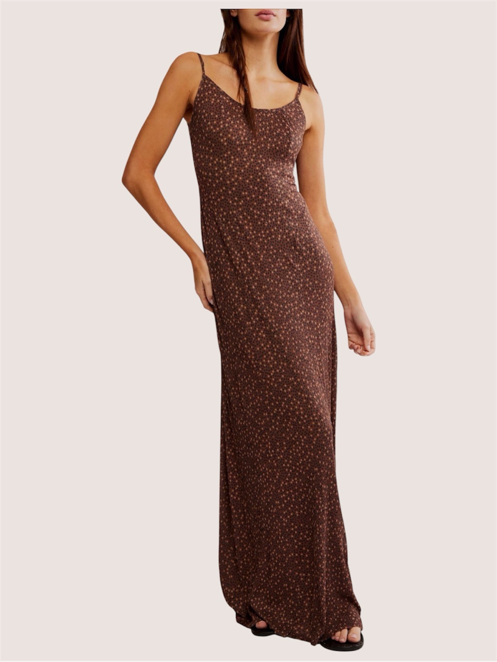 Free People Zoey Printed Maxi Dress Brown Combo Size Large
